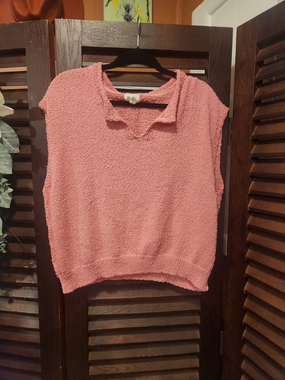 BIBI Textured Sleeveless Sweater Tank in Dusty Rose